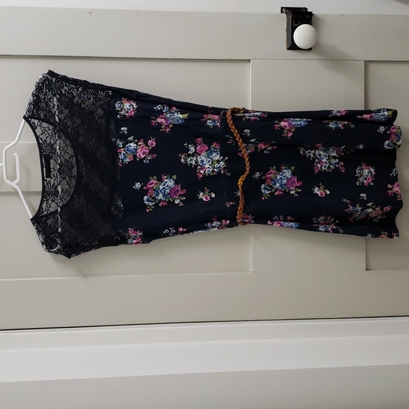 Garage womens blue floral and lace dress SM - Picture 2 of 9